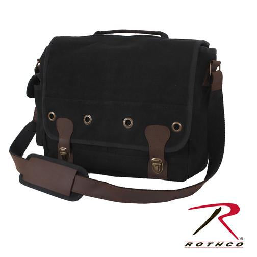 9682 Rothco Canvas Trailblazer Laptop Bag - Black / Leather