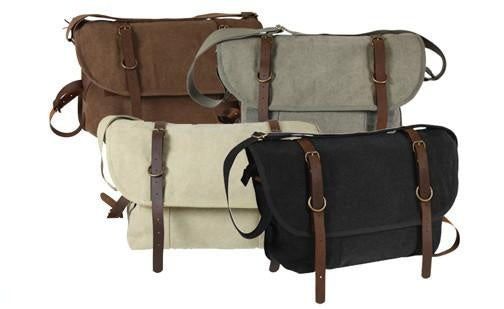 9684 ROTHCO VINTAGE CANVAS EXPLORER SHOULDER BAG WITH LEATHER ACCENTS