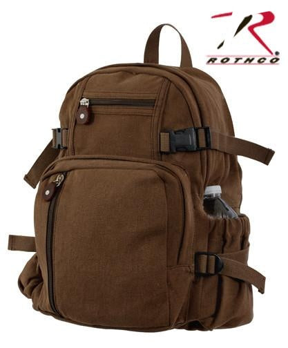 9743 ROTHCO VINTAGE CANVAS MINI BACKPACK - EARTH BROWN