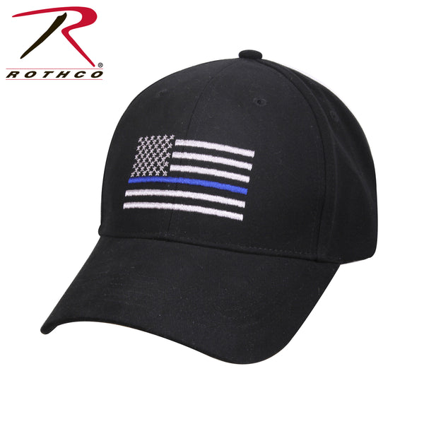 99885 Rothco Thin Blue Line Low Profile Cap - Black, New without Tags