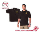7696 Rothco Black Military Embroidered Polo Shirts-Marines, Army