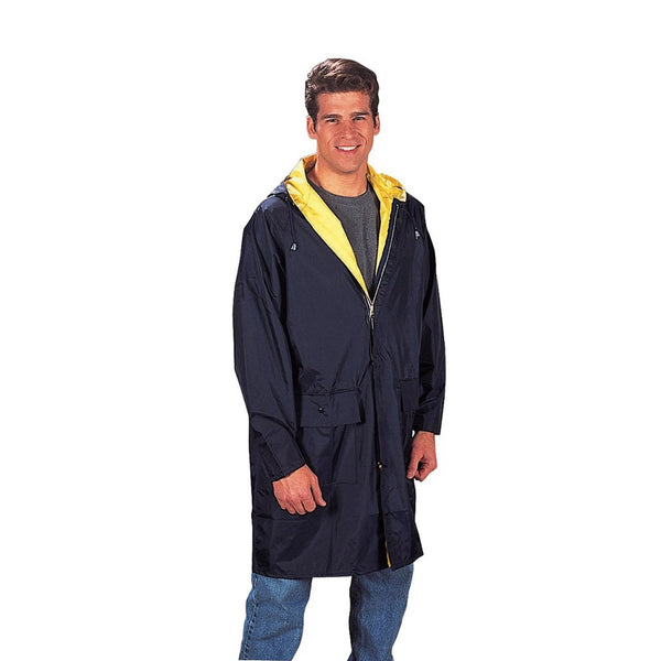 3749 Rothco Reversible 3/4 Length Rain Parka - Navy Blue / Yellow
