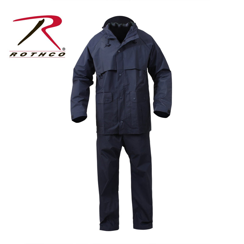 3770 Rothco 2 Piece PVC Coated Nylon Rainsuit - Navy Blue