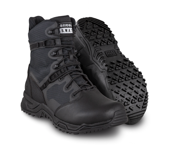 Original SWAT Alpha Fury 8" Side Zip Tactical Waterproof Men's Boot with Polishable Toe -Black