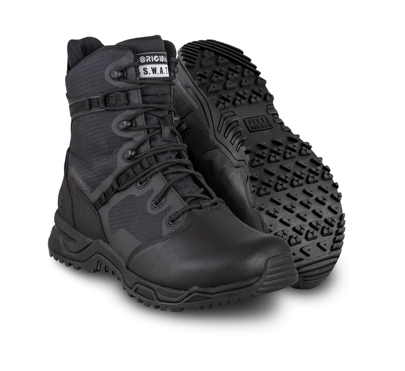 Original SWAT Alpha Fury 8" Side Zip Tactical Waterproof Men's Boot with Polishable Toe -Black