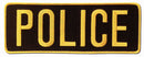 LARGE POLICE BACK PATCH BADGE EMBLEM 11X4 GOLD / BLACK