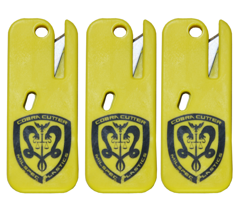 Cobra Cutter Keychain Plastic Restraint Blade Emergency Seat Belt Cutter and Box Opener | 3 Pack
