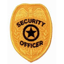 SECURITY OFFICER Guard Gold Uniform Badge Shield Patch Emblem Insignia 2-3/8" x 3-3/4" (2 Patches Included, Pair !)